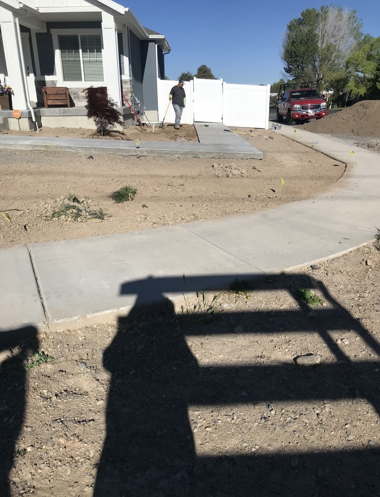 Front yard sod installation before lawn replacement and landscaping in Utah